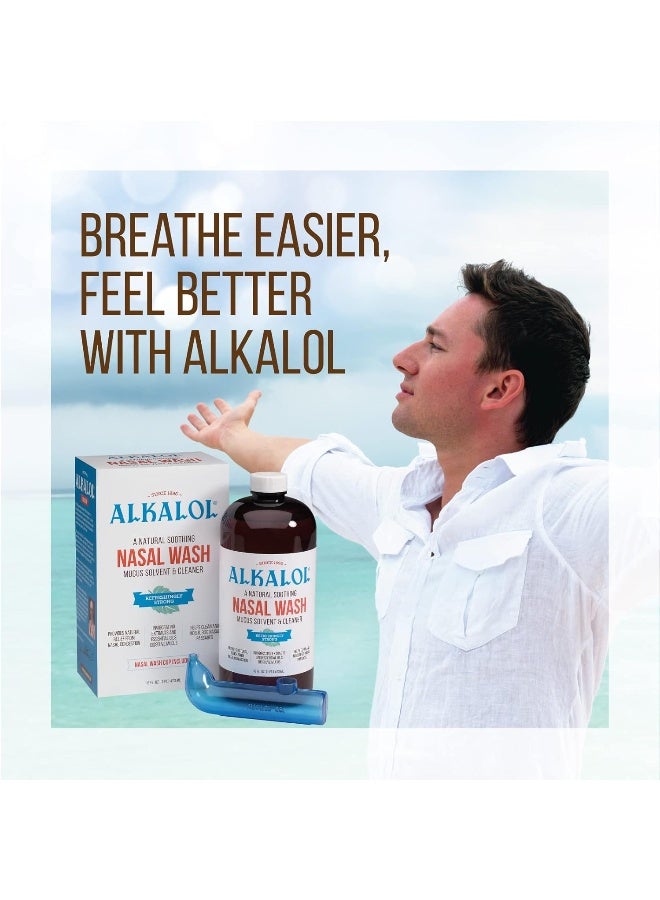 Alkalol - A Natural Soothing Nasal Wash, Mucus Solvent and Cleaner Kit - with Cup, 16-oz. - Image 2